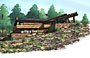 Architectural custom home renderings exterior view michael Rust architect  Frank lloyd wright inspired custom home plans by former taliesin fellow