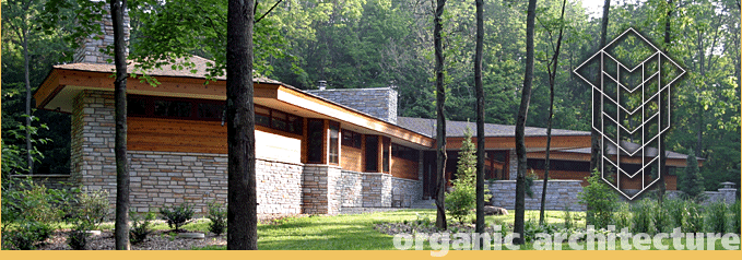 Bringing the genius of Frank Lloyd Wright Custom home organic taliesin architecture by Michael Rust cultured stone